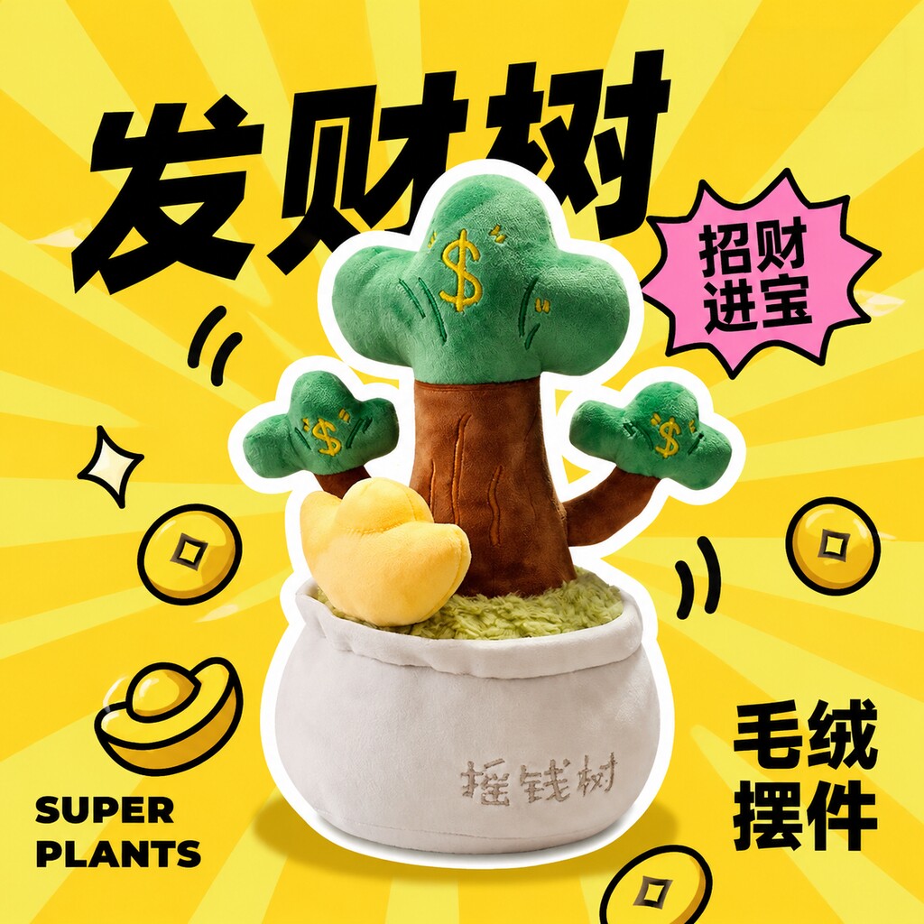 摇钱树玩偶摆件生日礼物女生教师节送闺蜜男友创意办公室礼品盆栽
