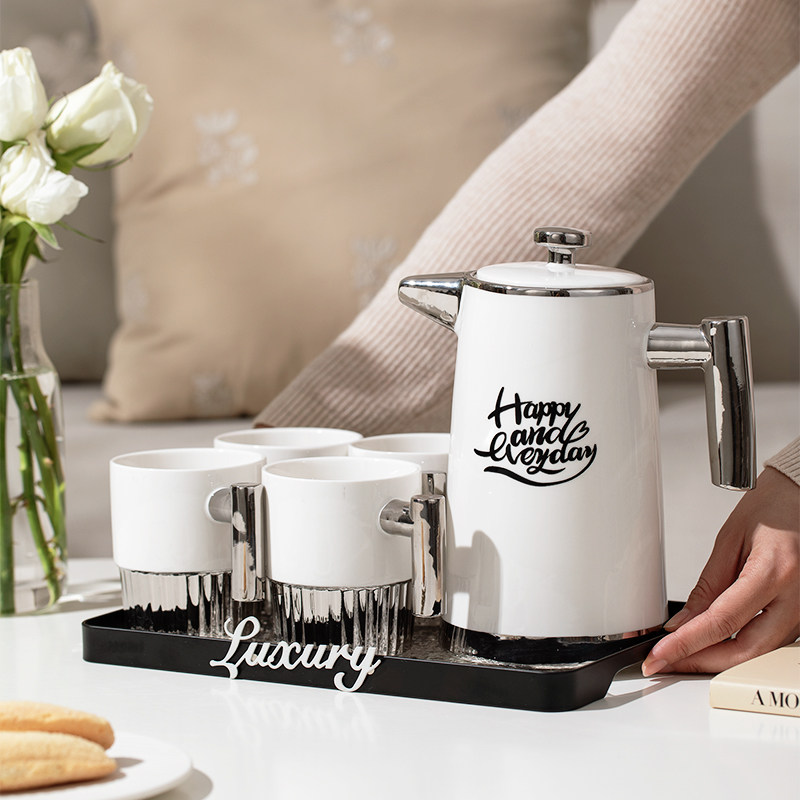 轻奢高颜值陶瓷杯水杯套装家用客厅待客茶杯家庭喝水杯子水具组合