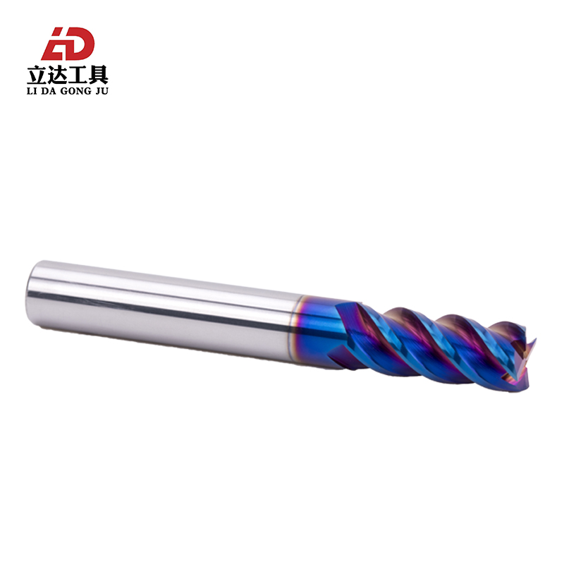 立达65度硬质合金钨钢立铣刀4刃不锈钢专用加长蓝纳米涂层CNC刀具