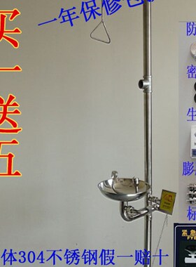 包邮全304不锈钢复合式紧急冲淋验厂洗眼器带踏板本尚厂家直销