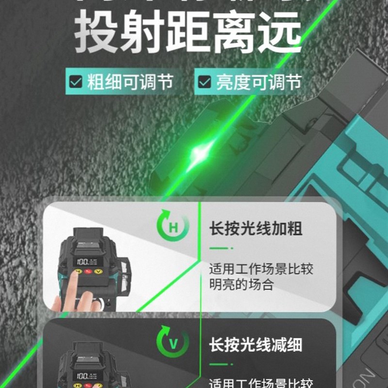 进口水平仪12线红外线高精度强光细线绿光贴墙地激光调平水仪