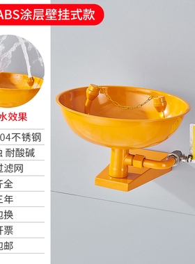洗眼器验厂纯304不锈钢实验室双口挂壁式喷淋冲洗紧急洗眼器台式