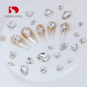 东洲水晶白色美甲钻高品质异形尖底钻爱心水滴冰糖肥方指甲钻饰品