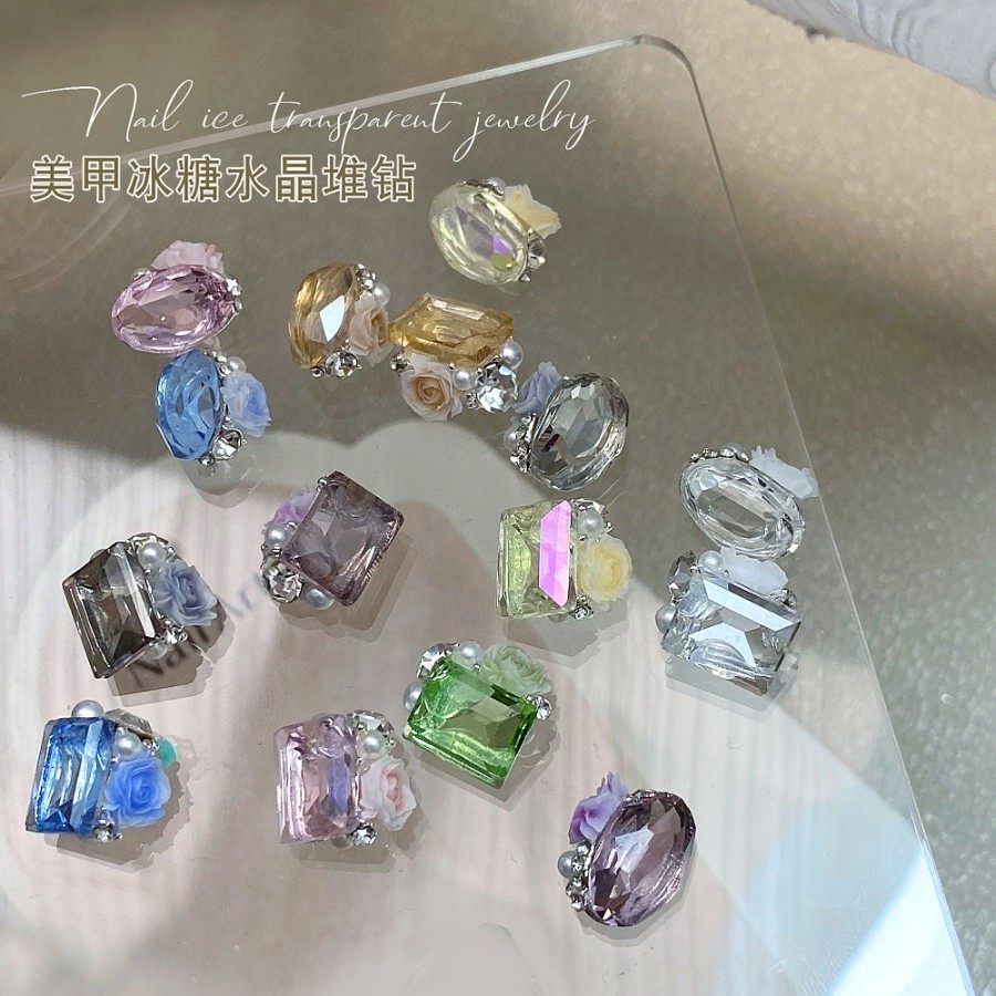 美甲冰糖水晶钻冰透底清新鸽子蛋饰品山茶玫瑰堆钻高透超亮指甲钻,彩妆/香水/美妆工具,指甲装饰,淘宝优惠券,粉丝福利购,淘宝优惠卷