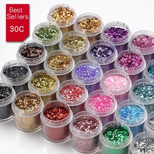 美甲亮片镭射激光银色金色香槟超闪粉大小混装 指甲渐变百搭闪片贴
