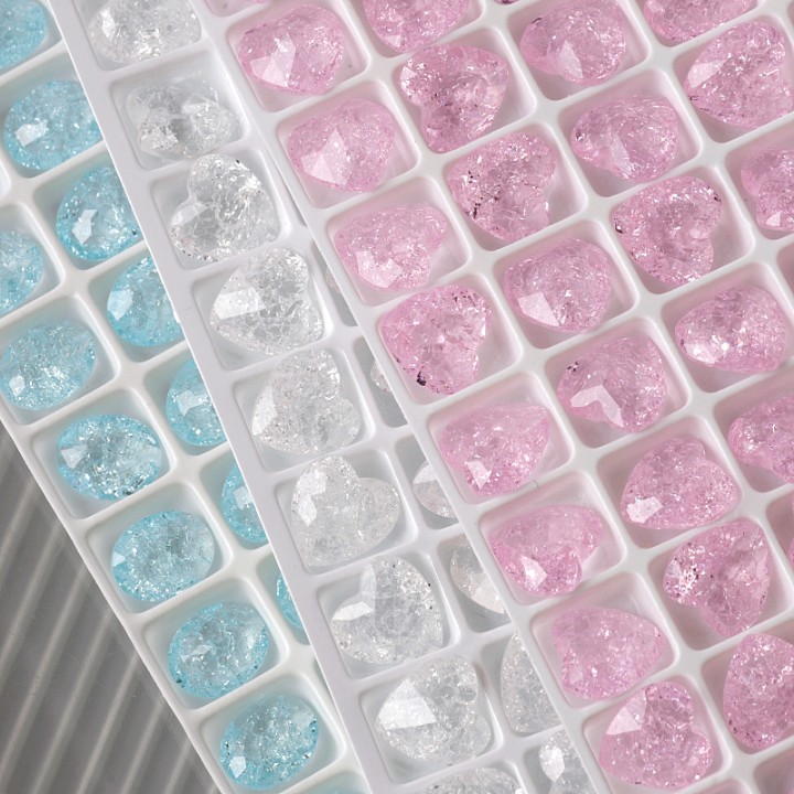 冰花美甲钻爱心冰裂冰透指甲饰品