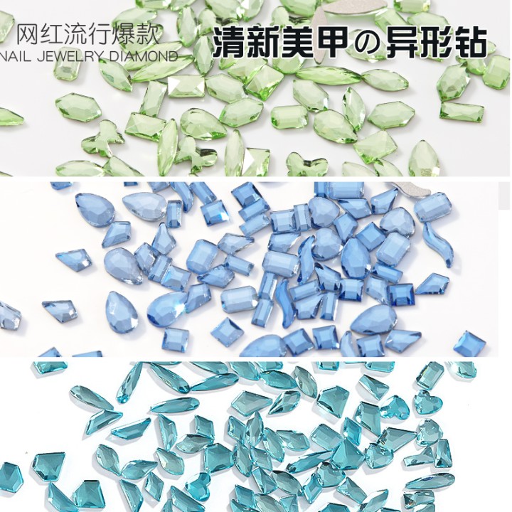 美甲清新平底钻超闪异形玻璃钻