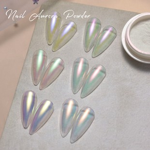 美甲网红丝绸极光粉月光仙女幻彩云锦粉ins轻奢镜面偏光粉魔镜粉