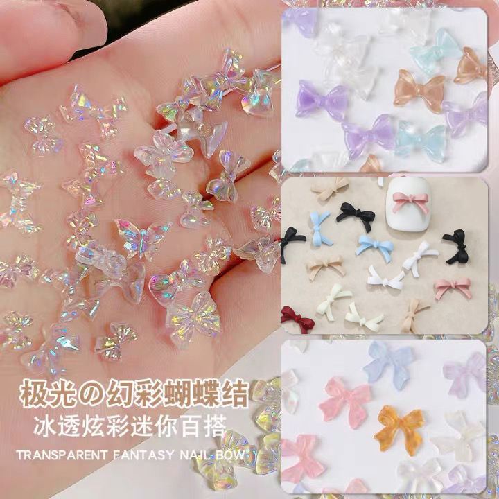 点开很多种混装美甲蝴蝶结树脂钻