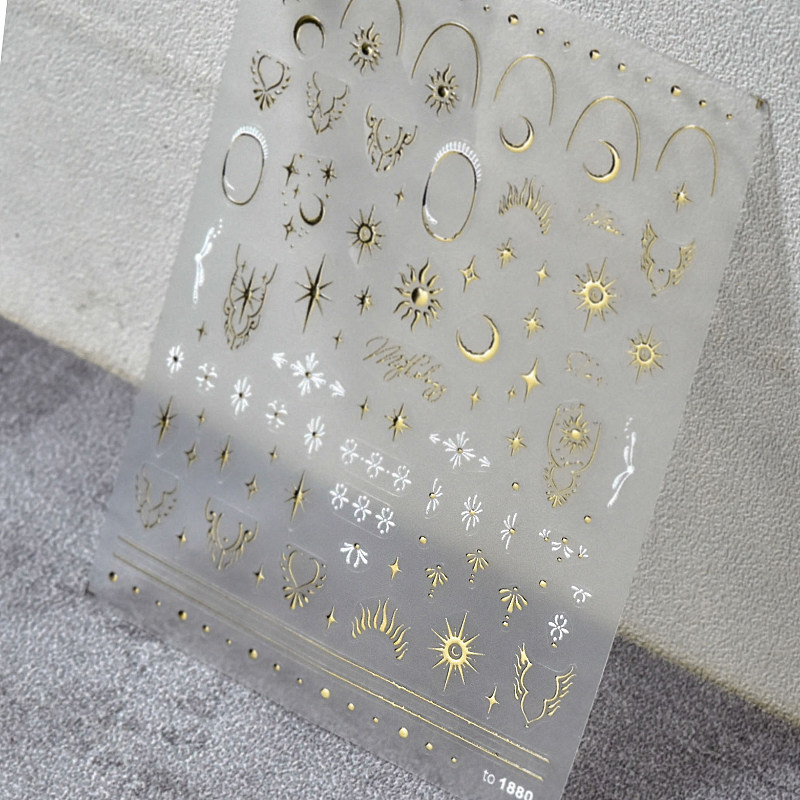 纯银镜面浮雕贴纸欧美风图腾线条法式边小白花指甲立体贴饰品星月,彩妆/香水/美妆工具,指甲装饰,淘宝优惠券,粉丝福利购,淘宝优惠卷