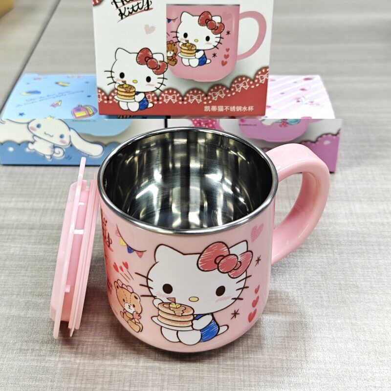卡通Kitty水杯家用防摔带盖