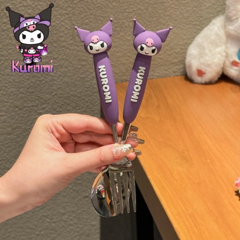 kuromi304不锈钢勺子叉子儿童库洛米餐具收纳盒筷子勺子餐具套装,餐饮具,便携/折叠餐具,淘宝优惠券,粉丝福利购,淘宝优惠卷