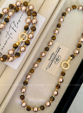 复古秋冬~串珠项链女2025新款高端轻奢小众毛衣链颈链高级感配饰