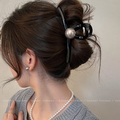 黑色头发抓夹女2025新款 高级感气质后脑勺发夹女大号发量大鲨鱼夹