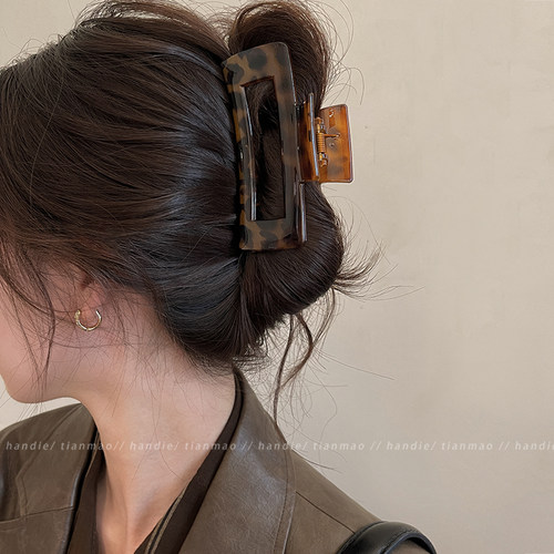 复古法式~豹纹大号方形抓夹