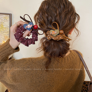 爱心蝴蝶结波点小肠发圈女扎头发头绳高马尾皮筋发绳丸子头绳发饰