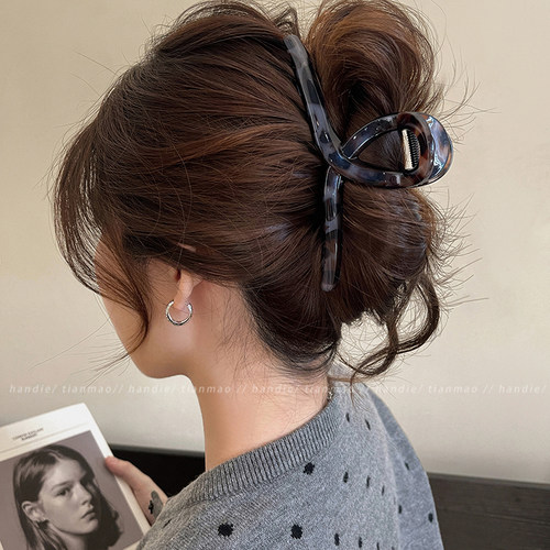 复古豹纹高级感发夹女2026新款高端后脑勺大号鲨鱼夹抓夹头饰夹子 - 封面