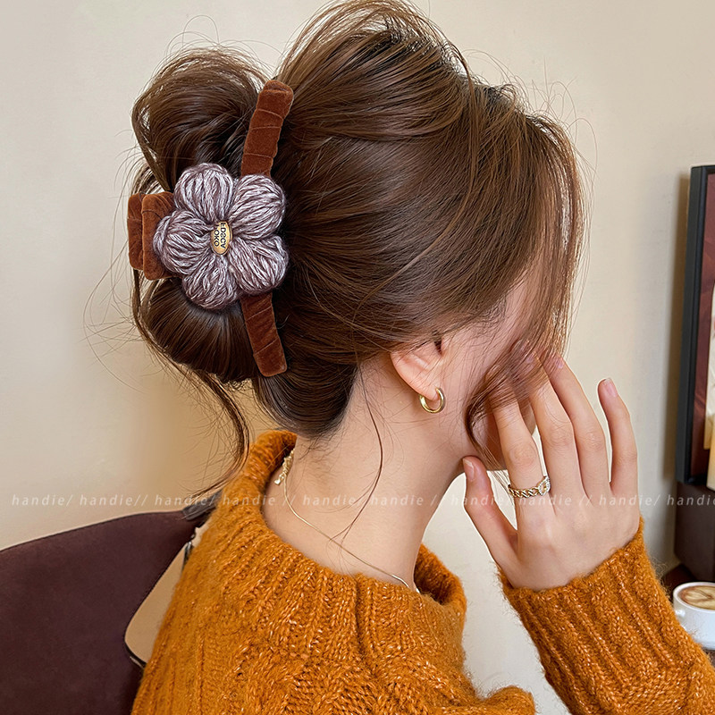 毛线花朵蝴蝶结抓夹女AB面鲨鱼夹高级感大号发夹2025新款发饰秋冬,饰品/流行首饰/时尚饰品新,发饰,淘宝优惠券,粉丝福利购,淘宝优惠卷