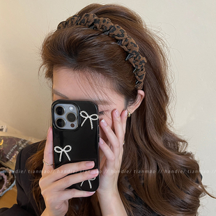 韩系豹纹带齿波浪发箍女高颅顶防滑蓬松头箍前额碎发发饰整理神器