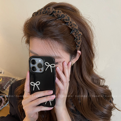 蓬松高颅顶~韩系带齿豹纹发箍