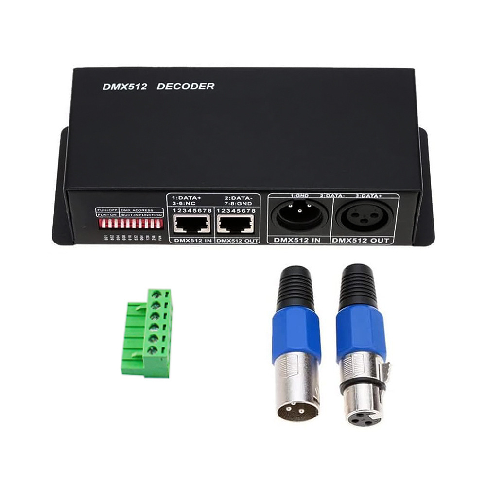 DMX512解码器3/4通道控制器舞台灯工程DMX分控 RGB驱动控制器
