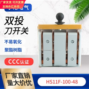 宁港现货供应双投刀开关HS11F-100/48带盖防误刀开关