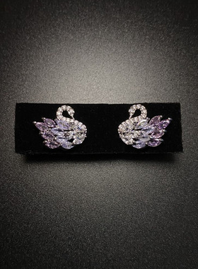 莫奈花园渐变淡紫色天鹅耳钉2025新款轻奢精致高级耳环耳饰品