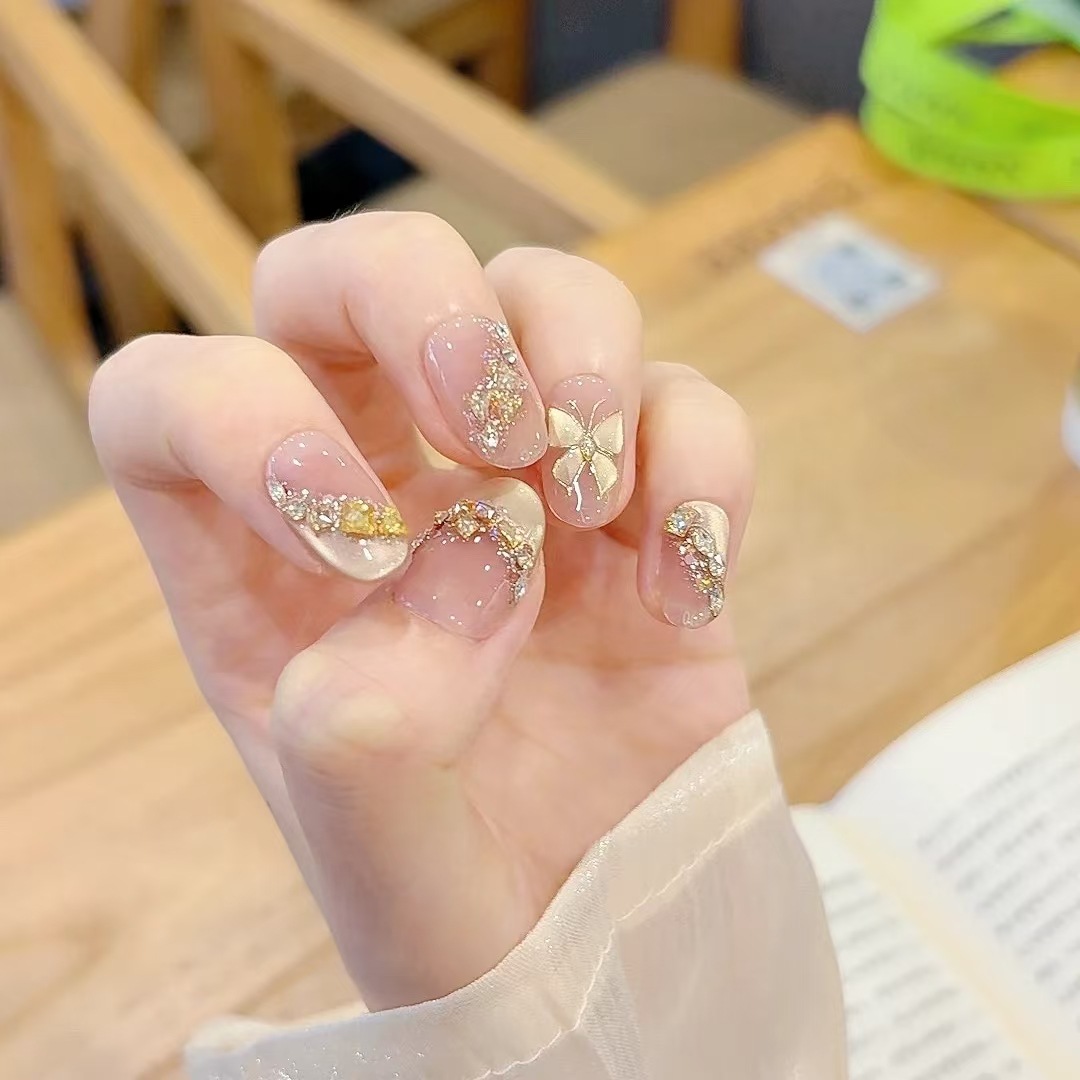 【灿金蝴蝶】纯手工穿戴甲高端猫眼款式美甲轻奢堆钻款