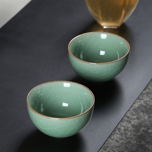龙泉青瓷哥窑梅子青品茗杯