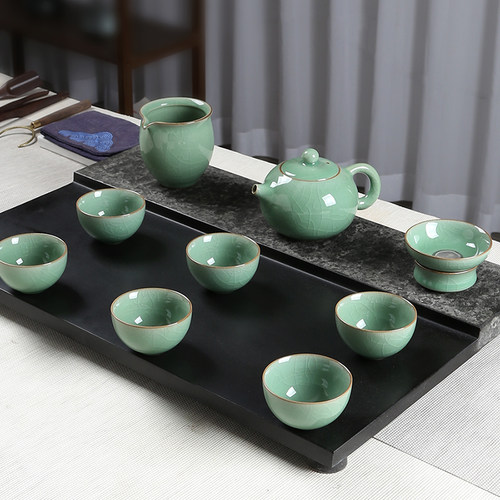 青瓷龙泉高端哥窑冰裂纹功夫茶具套组陶瓷茶壶家用泡茶器茶杯送礼