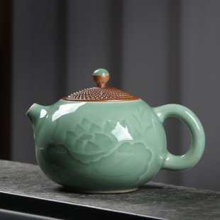 高档青瓷功夫茶具套装泡茶壶单壶陶瓷家用带过滤耐高温西施小茶壶