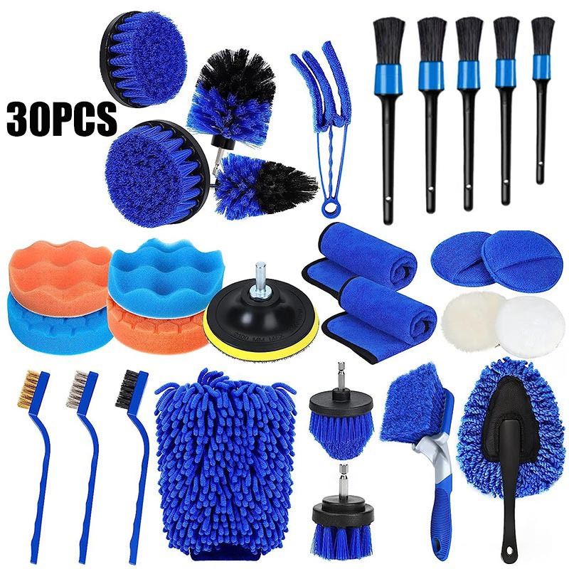 汽车细节刷钻孔刷套件30件套轮胎刷套件洗车清洁刷套装