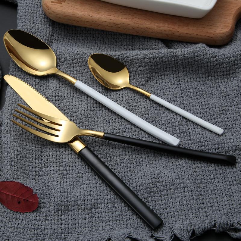 方柄葡萄牙套装西餐牛排刀叉餐具不锈钢刀叉勺茶勺西式制logo定制