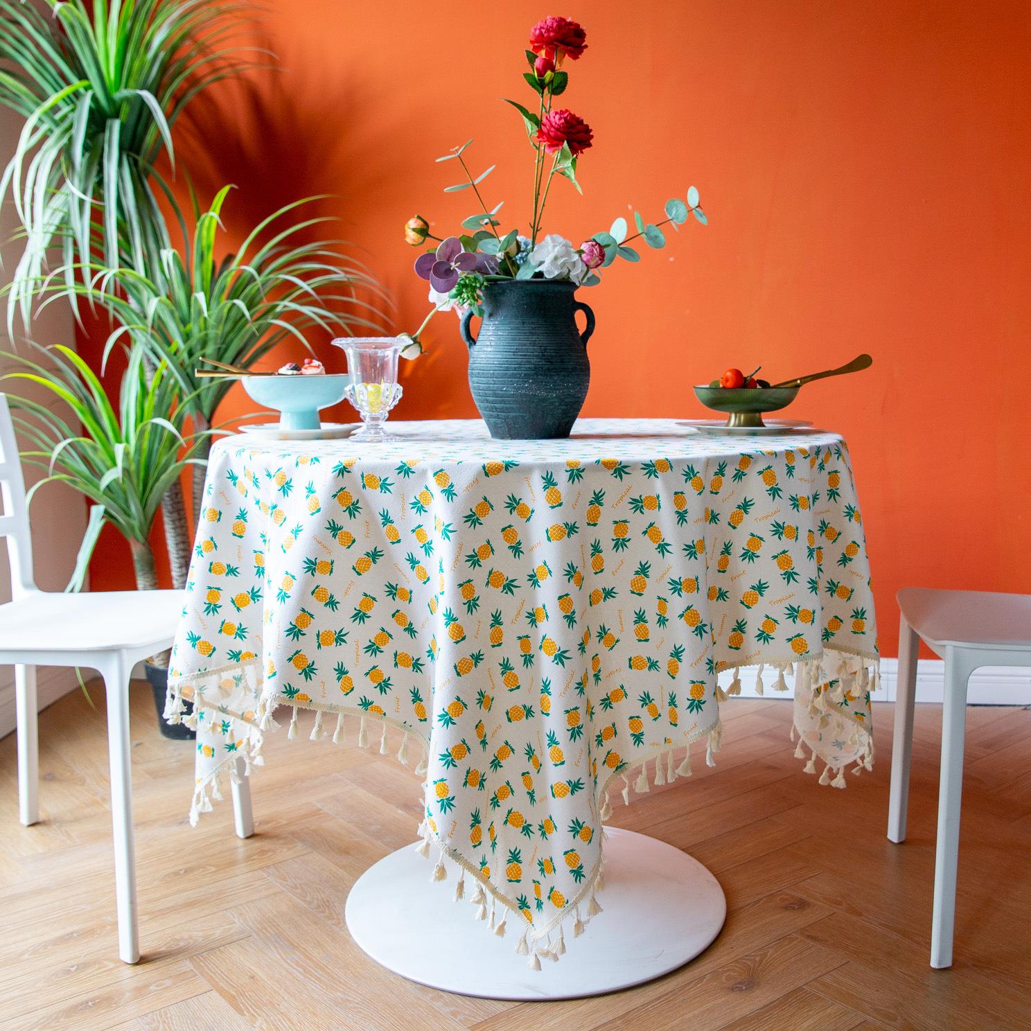 小清新书桌布室内餐桌布台布棉麻布艺流苏装饰派对日式聚会垫定制