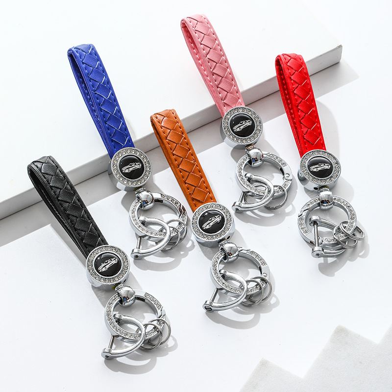 汽车钥匙扣简约五金编织皮革通用高档轻奢挂件公仔金属钥匙链