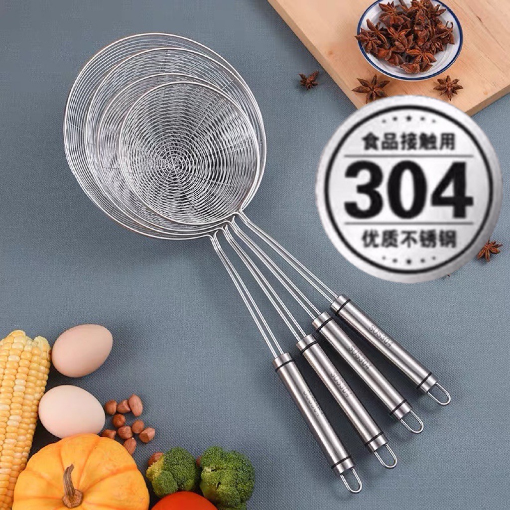 大漏勺不锈钢家用捞饺子捞面勺网火锅201线漏油炸厨房笊篱