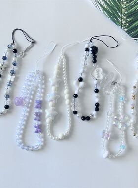 自制ins风甜酷黑白辣妹风手机链条ccd挂绳手机壳挂件相机配件挂链