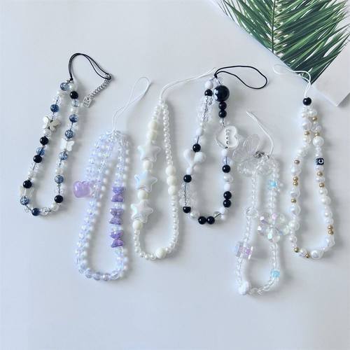 自制ins风甜酷黑白辣妹风手机链条ccd挂绳手机壳挂件相机配件挂链