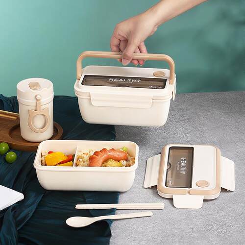 分格便携保温饭盒可微波炉加热便当盒学生上班族午餐盒lunch box