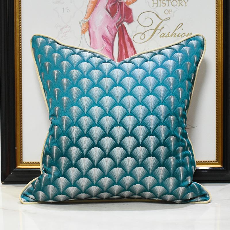 蓝绿色扇形大厅沙发抱枕套简约现代床上靠包套定制
