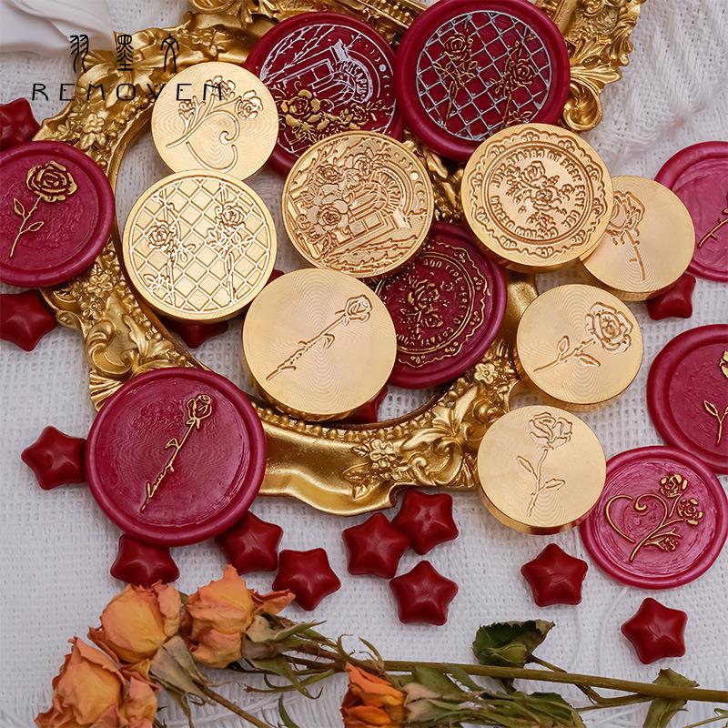 欧式复古火漆印章原创玫瑰系列学生手账DIY装饰封印信封口火蜡印定制
