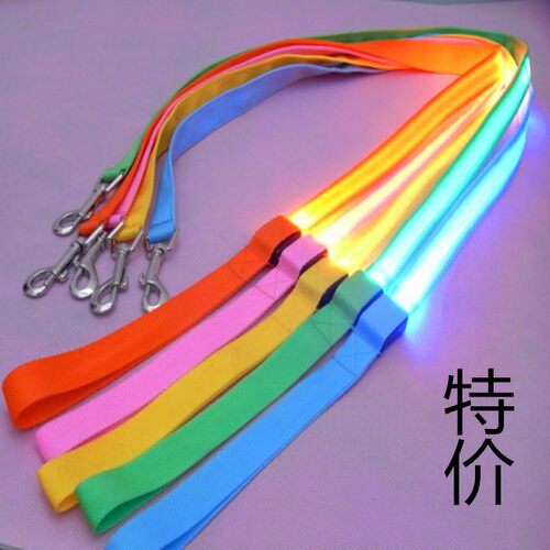 LED发光狗链子牵引器宠物带/发光绳子/USB闪光灯牵引绳狗绳子批发