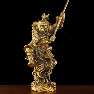 黄铜孙悟空齐天大圣摆件挥棒悟空孙行者金属工艺品客厅饰品定制
