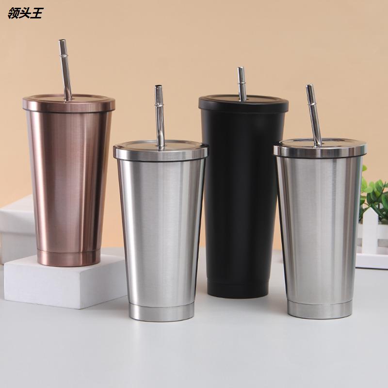 不锈钢吸管杯户外车载礼品杯保温保冷冰霸杯清新学生咖啡杯定制