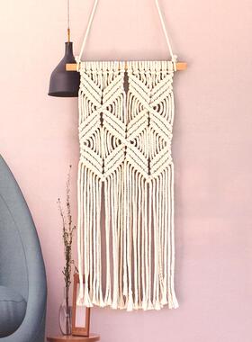 北欧ins挂件创意手工编织菱形挂毯挂饰家居墙面棉绳流苏装饰壁毯