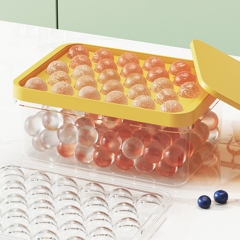 圆形冰块模具速冻易脱膜硅胶冰格家用大容量制冰盒冰箱储冰容器