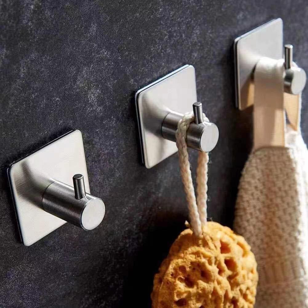 不锈钢单钩 免打孔衣钩创意无痕挂钩门后自粘钩定制