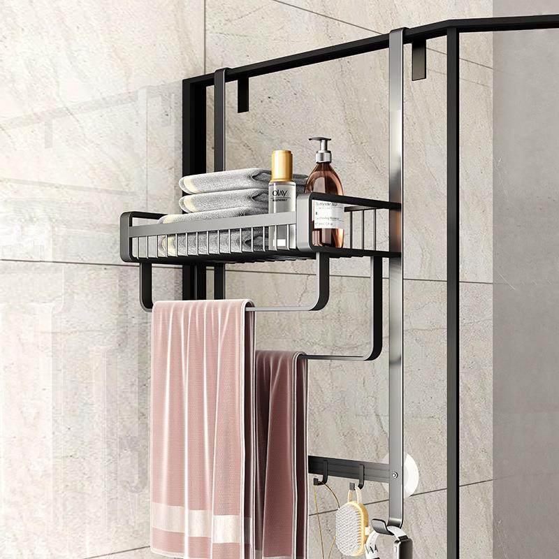 淋浴房置物架卫生间壁挂式毛巾架免打孔卫生间收纳架浴室挂篮挂钩