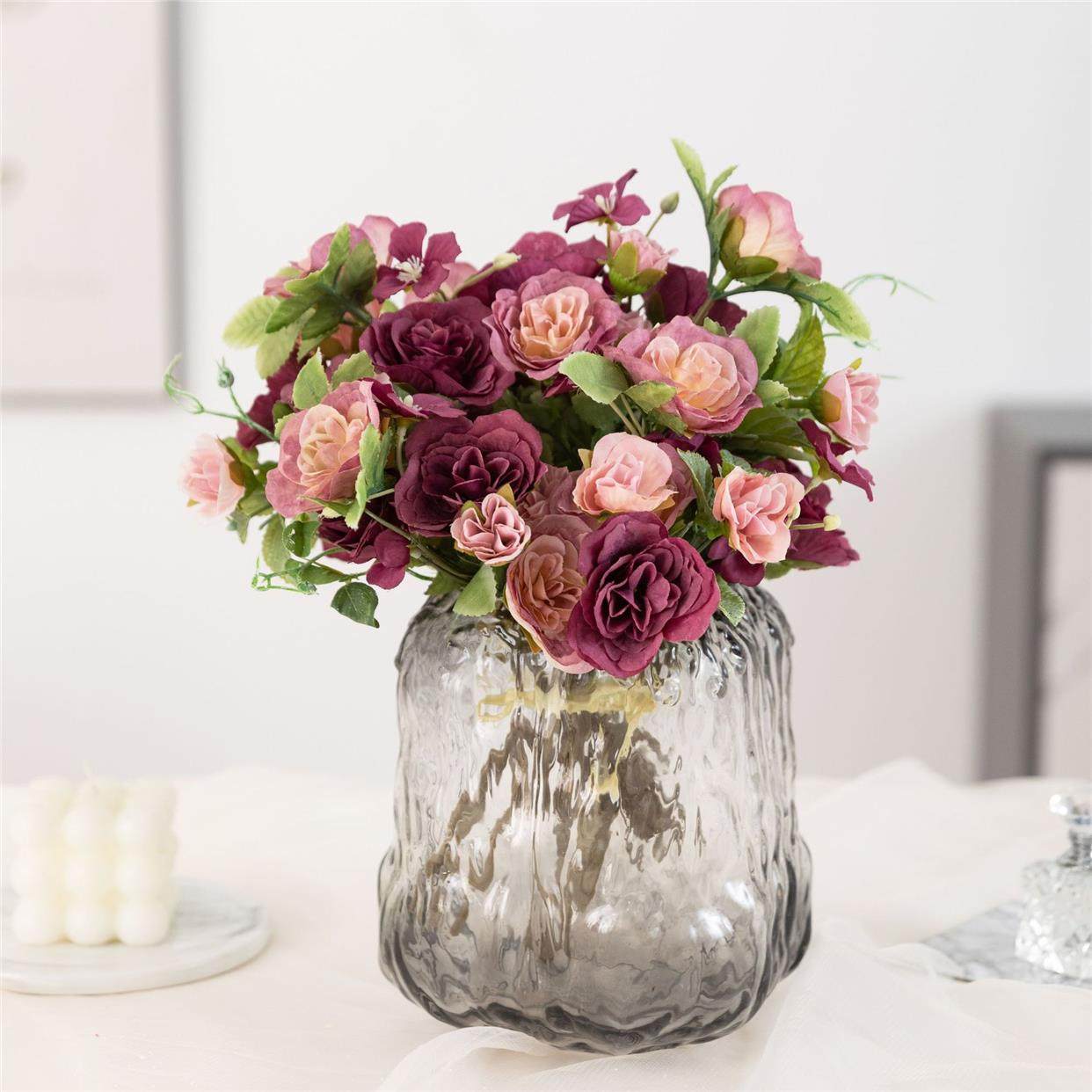 百花邦ins迷你仿真玫瑰花束拍摄道具假花装饰仿真手工diy玫瑰花