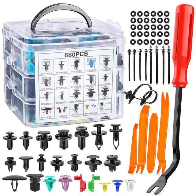 680 725盒装卡扣通用型汽车保险杠螺丝维修柳钉紧固件配件套装